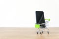 Online shoppingÃ¢â¬Å½ cart sell of ecommerce convenience Royalty Free Stock Photo
